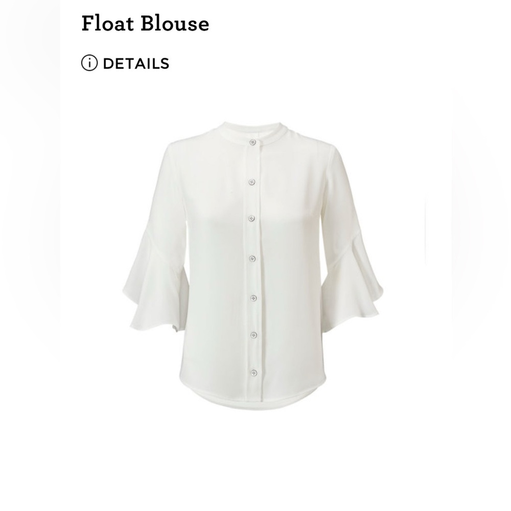 CAbi Float Blouse #5521 White Buttoned Relaxed Fit Ruffled‎ Sleeve Blouse Sz XL